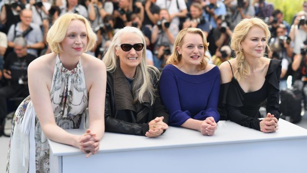 Top of the Lake success: (from left) actors Gwendoline Christie, Jane Campion (director), Elisabeth Moss and Nicole Kidman.