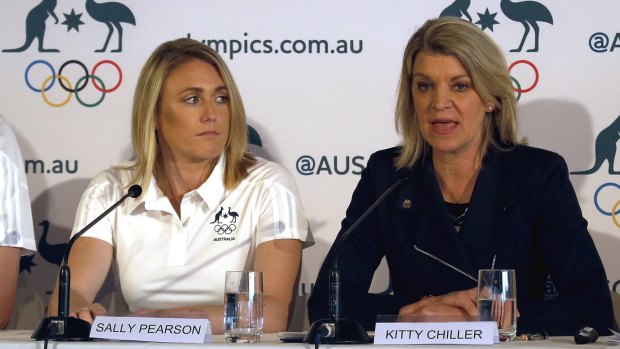 Hardline stance on drug cheats: Australia's chef de mission Kitty Chiller (right) and Olympic gold medallist Sally Pearson in Sydney on Wednesday.