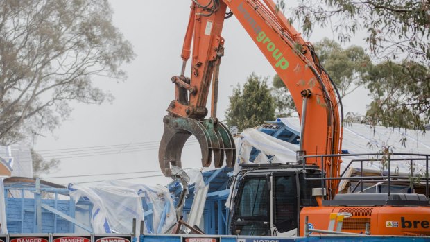 The first Fluffy pilot demolition in Sternberg Crescent, Wanniassa in 2015. Andrew Barr has all but abandoned an inquiry into the Fluffy disaster.