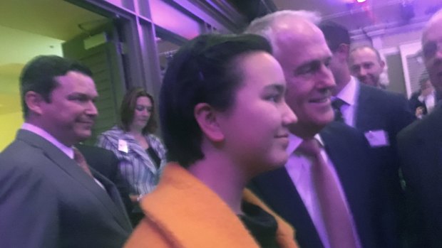 Zoe Hannam with Prime Minister Malcolm Turnbull. 