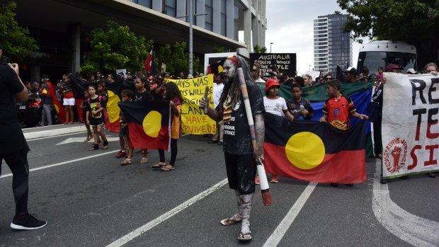 Thousands gather in solidarity at Brisbane's Invasion Day Rally.