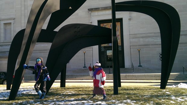 The Meitiv children outside the National Gallery of Art in Washington DC. 