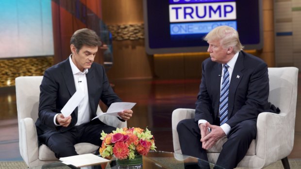 Dr. Oz, left, and Republican presidential candidate Donald Trump.