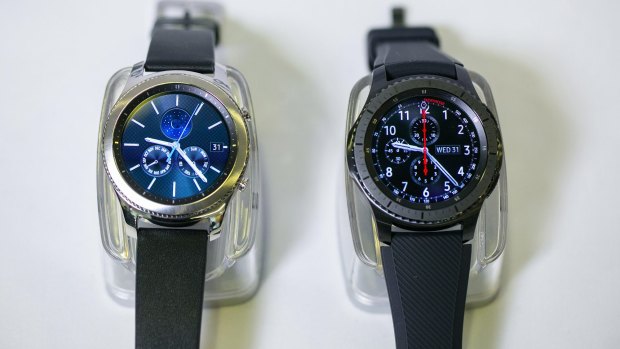 The Gear S3 Classic, left, and S3 Frontier.