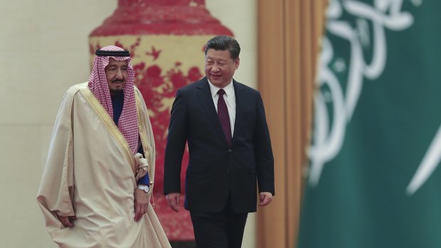 Chinese President Xi Jinping and Saudi Arabia's King Salman bin Abdulaziz Al Saud.