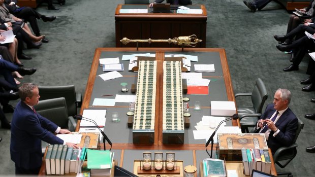 Opposition Leader Bill Shorten and Prime Minister Malcolm Turnbull face off in Parliament.