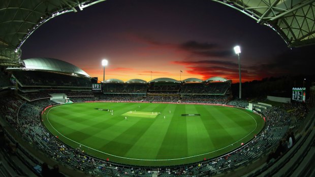 Night vision: Adelaide Oval under lights for the day-night Tests between Australia and the Proteas.