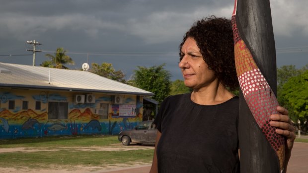 Janina Harding, artistic director of the Cairns Indigenous Art Fair, visiting Pormpuraaw.