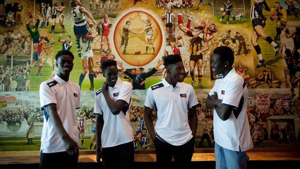 New AFL Academy inductees Buku Khamis, Changuoth Jiath, Kwaby Boakye and Ajak Dang.