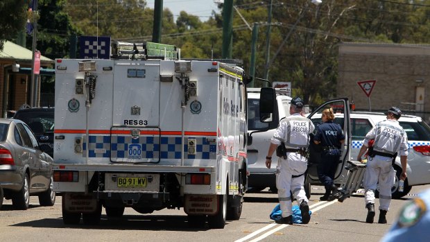 Police closed Lalor Road following the shooting outside Quakers Hill police station. 