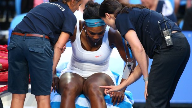 Injury concern: Serena Williams was forced to pull put of the Hopman Cup with a knee injury.