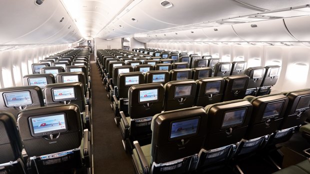 The seats at the rear of the economy section on Qantas 747-400 drop from three to two, creating extra space between the seat and the window for passengers.