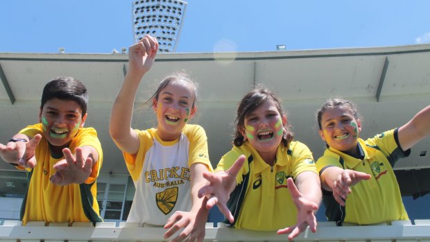 Armand Saad, 12, Brielle Carter, 12, Charlotte Green, 12, and Liliana Staltari are counting down the days until Australia and New Zealand one day international