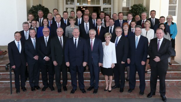 The Turnbull cabinet, shortly after Malcolm Turnbull won the prime ministership.