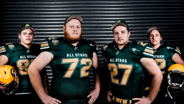 Luke Deutsch, 16, Dale Haskew, 19, James Thornhill, 19, and Lachlan French, 16, will represent Australia at the under-19 gridiron world championship.