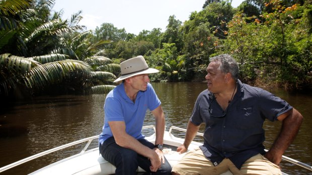 Close friends: Mr Pearson with former prime minister Tony Abbott during a visit to Cape York in 2011.