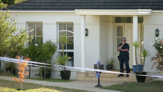 The scene in Summerhill Terrace Highton where human remains were found on March 21, 2016 in Melbourne, Australia.  