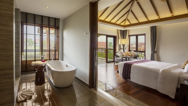 A premium deluxe room at Pullman Luang Prabang Laos.

