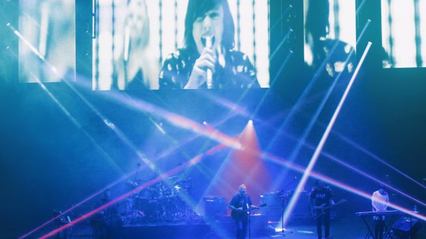 Blue (Monday) light disco - New Order at Sydney Opera House for Vivid Live