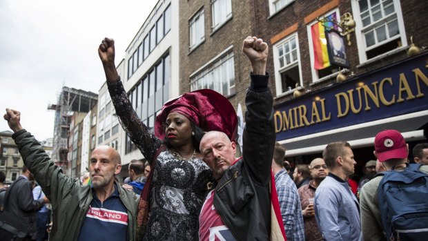A defiant crowd flocked to Soho in London in solidarity with the victims of the Orlando attack.