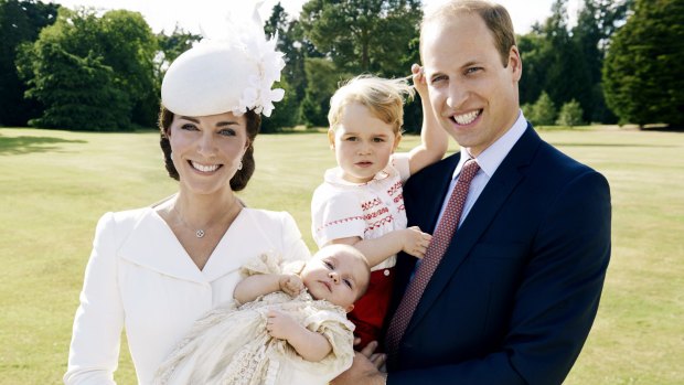 Catherine, Duchess of Cambridge, Prince William, Duke of Cambridge, and their children Princess Charlotte and Prince George.