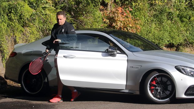 Karl Stefanovic driving a $177,000 Mercedes Benz coupe on Friday.