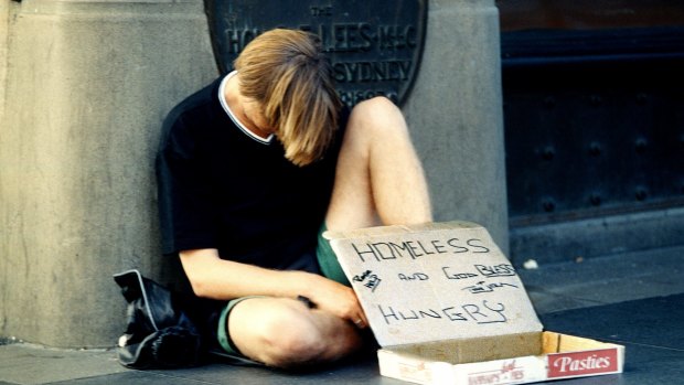 A homeless man appeals for help in Sydney. 