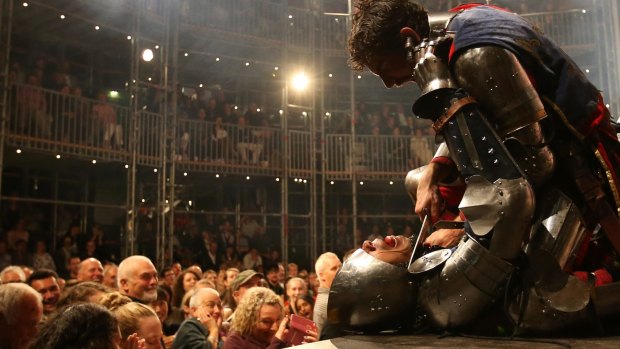 In your face: A fight scene from Pop-up Globe's Henry V.