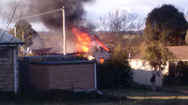 A large fire which destroyed a house on East Street in Murrumbateman.