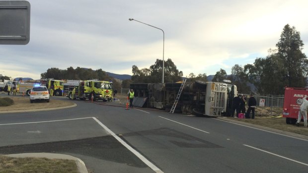 The sheep truck accident on Tharwa Drive.