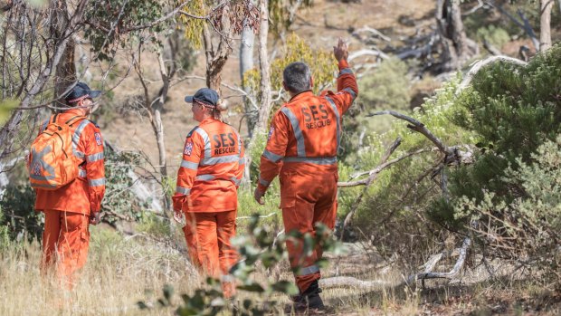 Police and SES searching Werribee Gorge for the missing man.