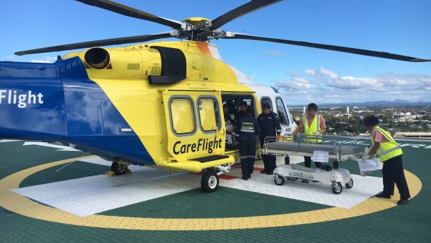 RACQ CareFlight airlifted a girl with serious burn injuries to Brisbane's Lady Cilento Children's Hospital.