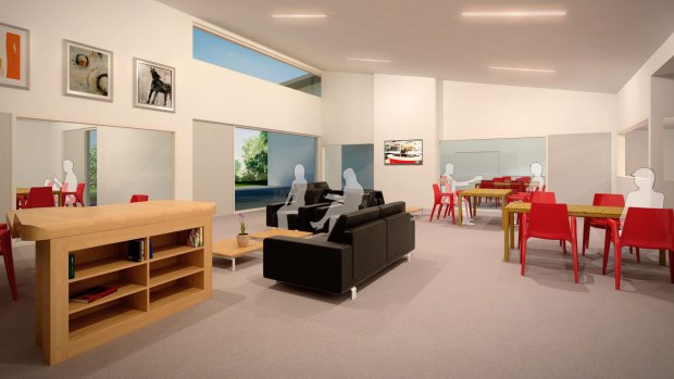 An artist's impression of a social area at the secure mental health unit being built at Symonston.