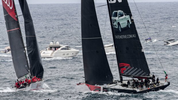 Moment of madness: Wild Oats XI (left) cuts in front of LDV Comanche, leading to a time penalty costing a line honours win.