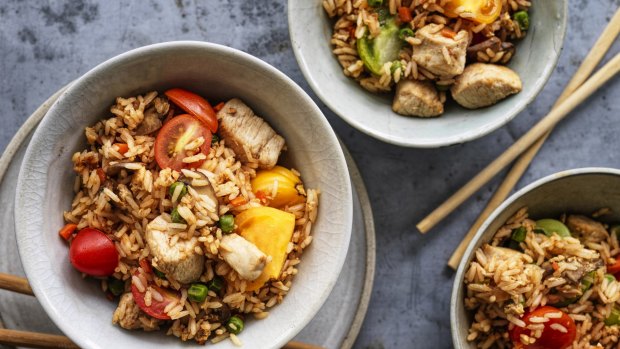 Chicken and tomato fried rice.