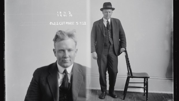A rare photo of John Daniel 'Snowy' Cutmore (alias Harris, John McLaughlin, John Nolan, John Watson, Wilson), July 1922. 