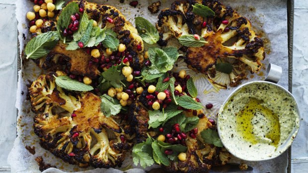 Spice up your life: Cauliflower steaks with harissa and honey.
