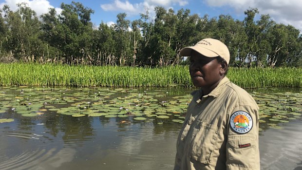 Marley Djangirr, a ranger at the billabong near Murwangi station.