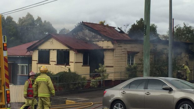 Fire crews battled to control the blaze as the fire ripped through the house and caused the roof to collapse.