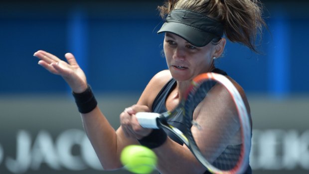 Bowing out: Casey Dellacqua was struggling for answers to contain Madison Keys.