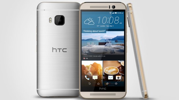 The new HTC One M9 smartphone in dual-tone silver and rose gold.