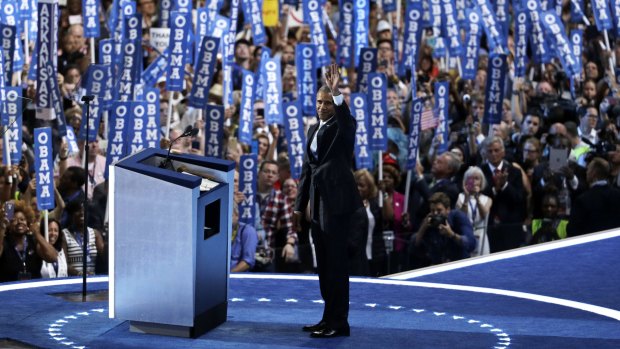 President Barack Obama takes the stage.