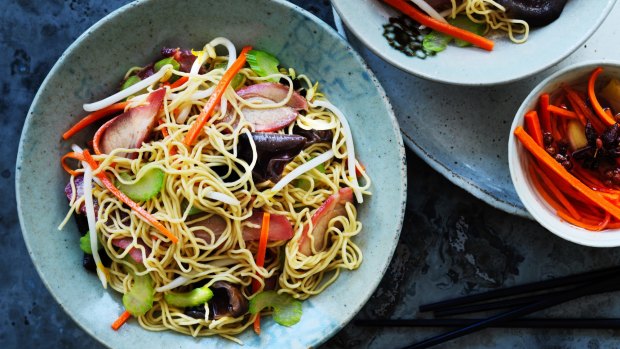 Serve this noodle salad at room temperature.
