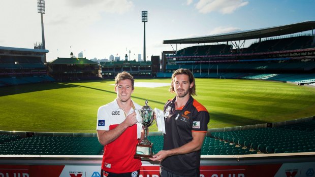 Derby day: Swans vice-captain Luke Parker with GWS captain Callan Ward.