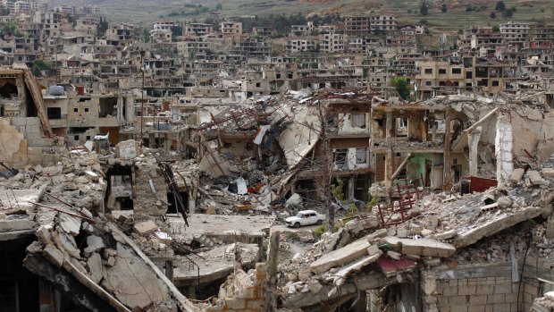 Zabadani, outside Damascus, on May 18. The Syrian civil war started in 2011 and is ongoing, causing many people to flee.