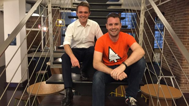 BlueChilli founder Sebastien Eckersley-Maslin (right) with former
Federal Assistant Minister for Innovation Wyatt Roy