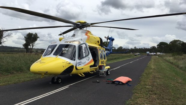 The man was airlifted to Royal Brisbane and Women's Hospital in a serious but stable condition.