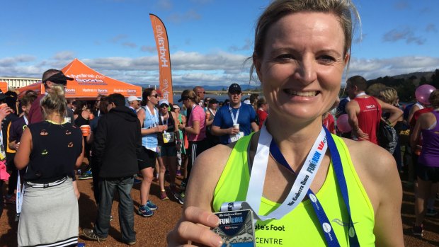 Canberra Times 2016 fun run, women's winner Fleur Flanery, 47.