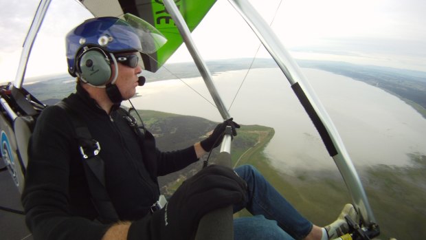 Ultralight pilot Andrew Luton enjoys a unique view of Lake George on November 19, 2016.