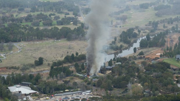 A plume of smoke caused by a fire at Canberra's National Zoo and Aquarium was visible across the capital on Sunday.
